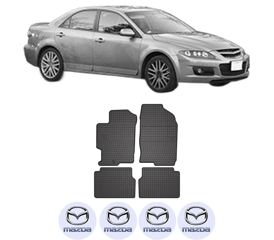 Set covorase presuri MAZDA 6 Hatchback (GG) din 2002-2007, auto, din cauciuc thermoplastic, 4 Stickere auto cu MAZDA