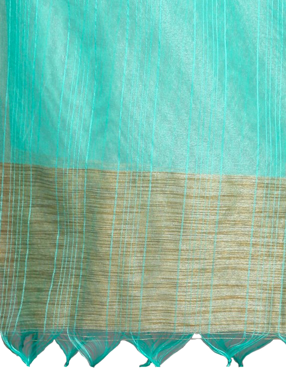 Chanderi Dupatta Gold Toned Striped with Zari Veil Stole Neck Scarf For Women's - Picture 16 of 46