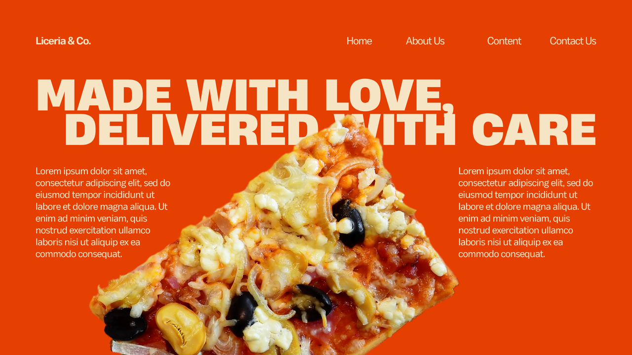 Orange and Cream Playful Pizza Presentation