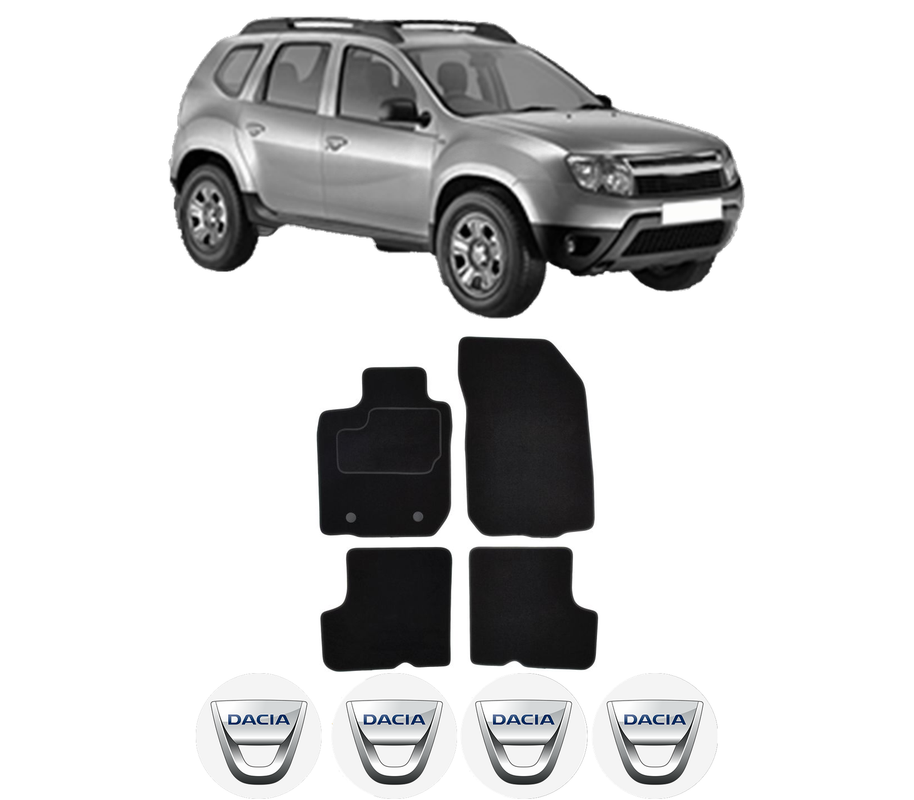 Set Covorase Presuri DACIA DUSTER (HS_) din 2010-2018, Auto, Material Textil Mocheta, 4 Stickere auto cu DACIA