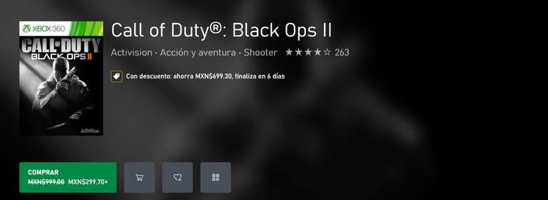Xbox Titulos de Call of Duty antiguos con 50-70% de descuento 
