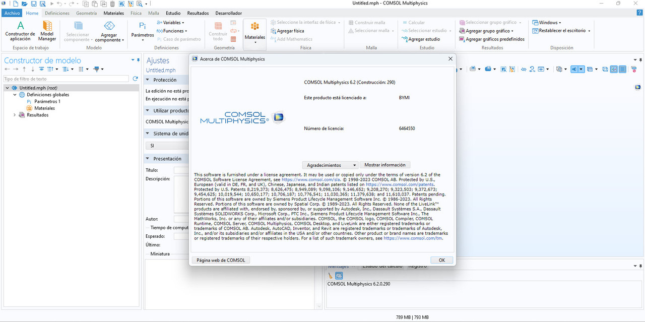 COMSOL Multiphysics v6.2 Build 290 [x64 Bits][Multilenguaje (Español)][Modelado Multifísico] 27-11-2023-16-36-42