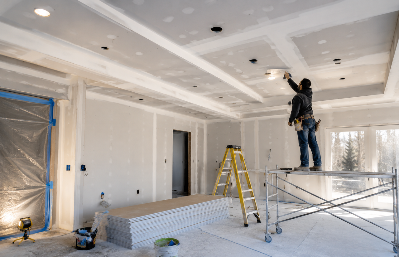 Drywall and ceiling assemblies reconstruction