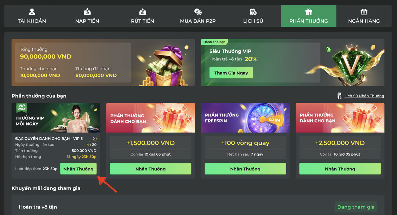 Đặc quyền VIP UK88