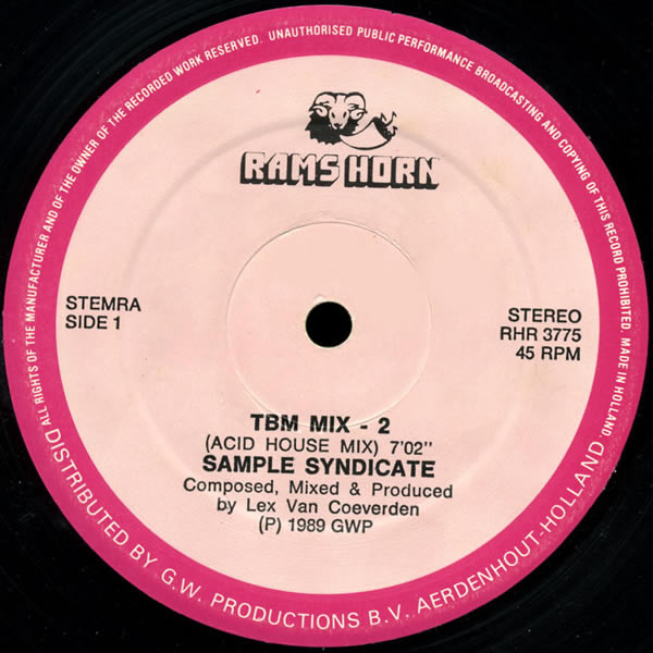03/04/2023 - Sample Syndicate – TBM Mix 2 (Vinyl, 12, 45 RPM)(Rams Horn Records – RHR 3775)  1989 Side-1