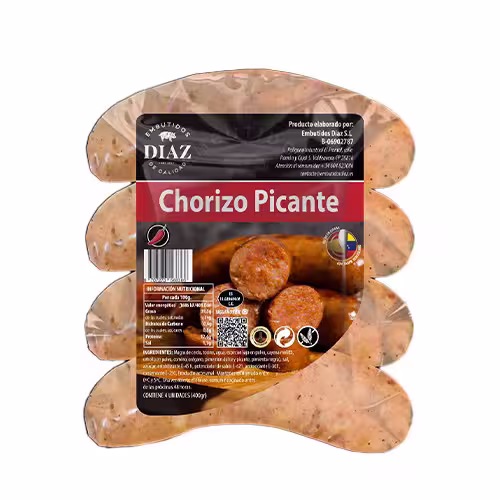 Chorizo Picante Embutidos Díaz Pqte De 400 Gr. 