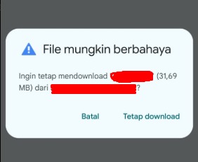Contoh peringatan: File mungkin berbahaya
