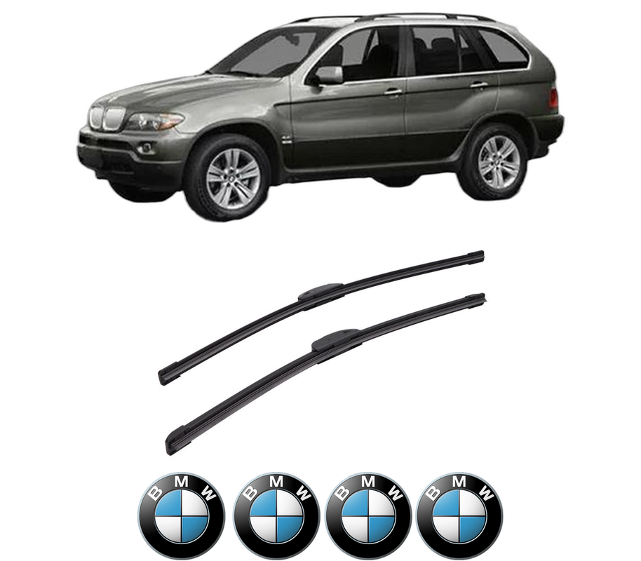 Set stergatoare auto BMW Seria X5 (E53) din 2000-2006, pentru parbriz auto, 2 bucati, Bosch Aerotwin Retrofit, din cauciuc siliconat rezistent, 4 Stickere Auto BMW Seria