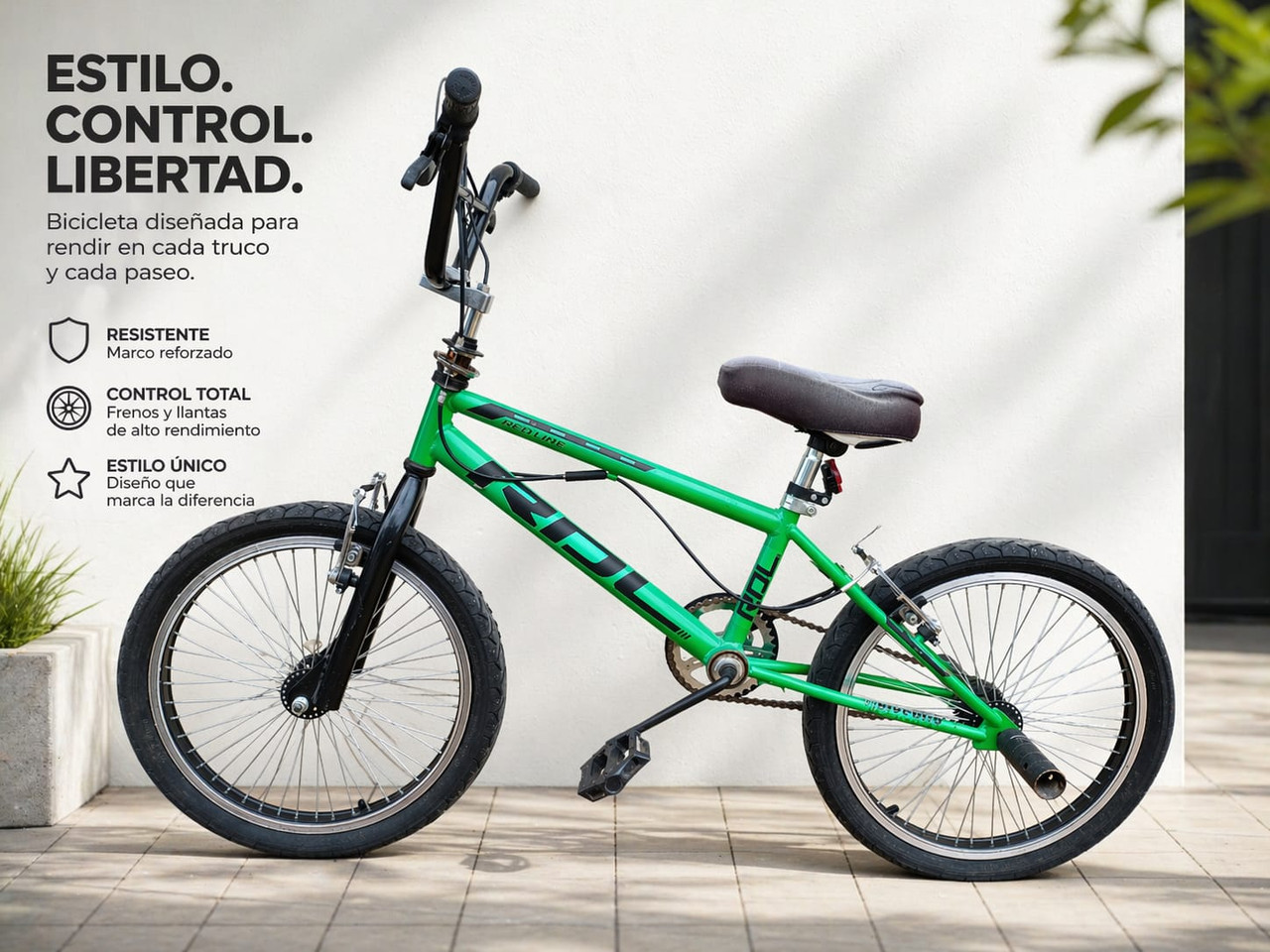 Bicicleta R 20 Freestyle Pro 96 Rayos Pintada Verde