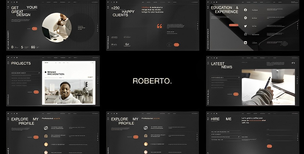 Roberto. – Onepage Horizontal Personal CV-Resume HTML Template