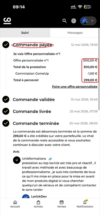 Commande ComeUp