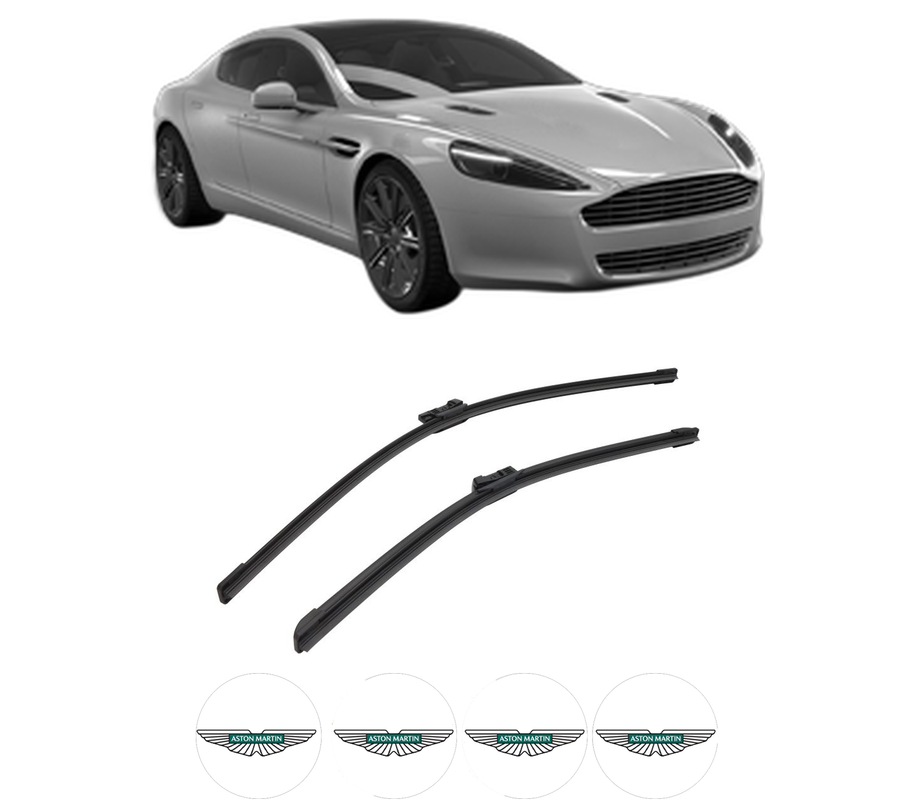 Set stergatoare auto ASTON MARTIN RAPIDE din 2010-2014, pentru parbriz auto, 2 bucati, Bosch Aerotwin, din cauciuc siliconat rezistent, 4 Stickere Auto ASTON MARTIN