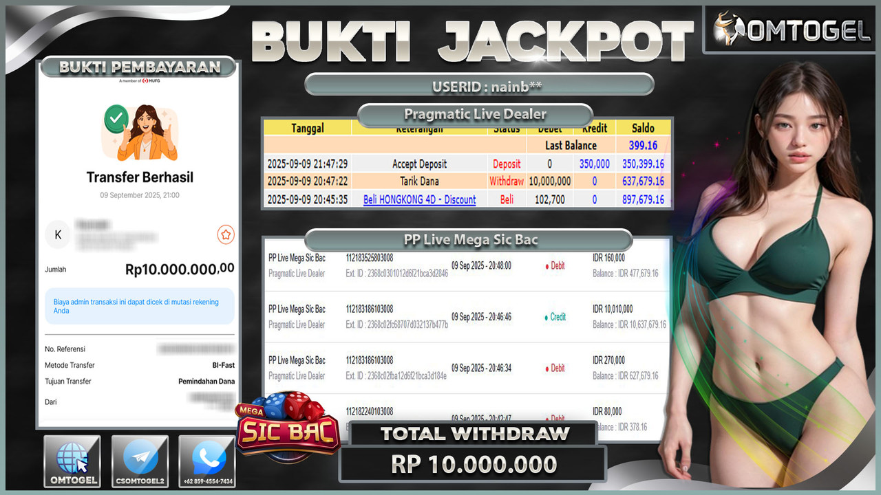 OMTOGEL JACKPOT PRAGMATIC CASINO LIVE MEGA SIC BAC 10 JUTA DI BAYAR LUNAS ,-