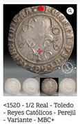 Medio real de Toledo de los Reyes Católicos- Leyendas invertidas  1696949994273