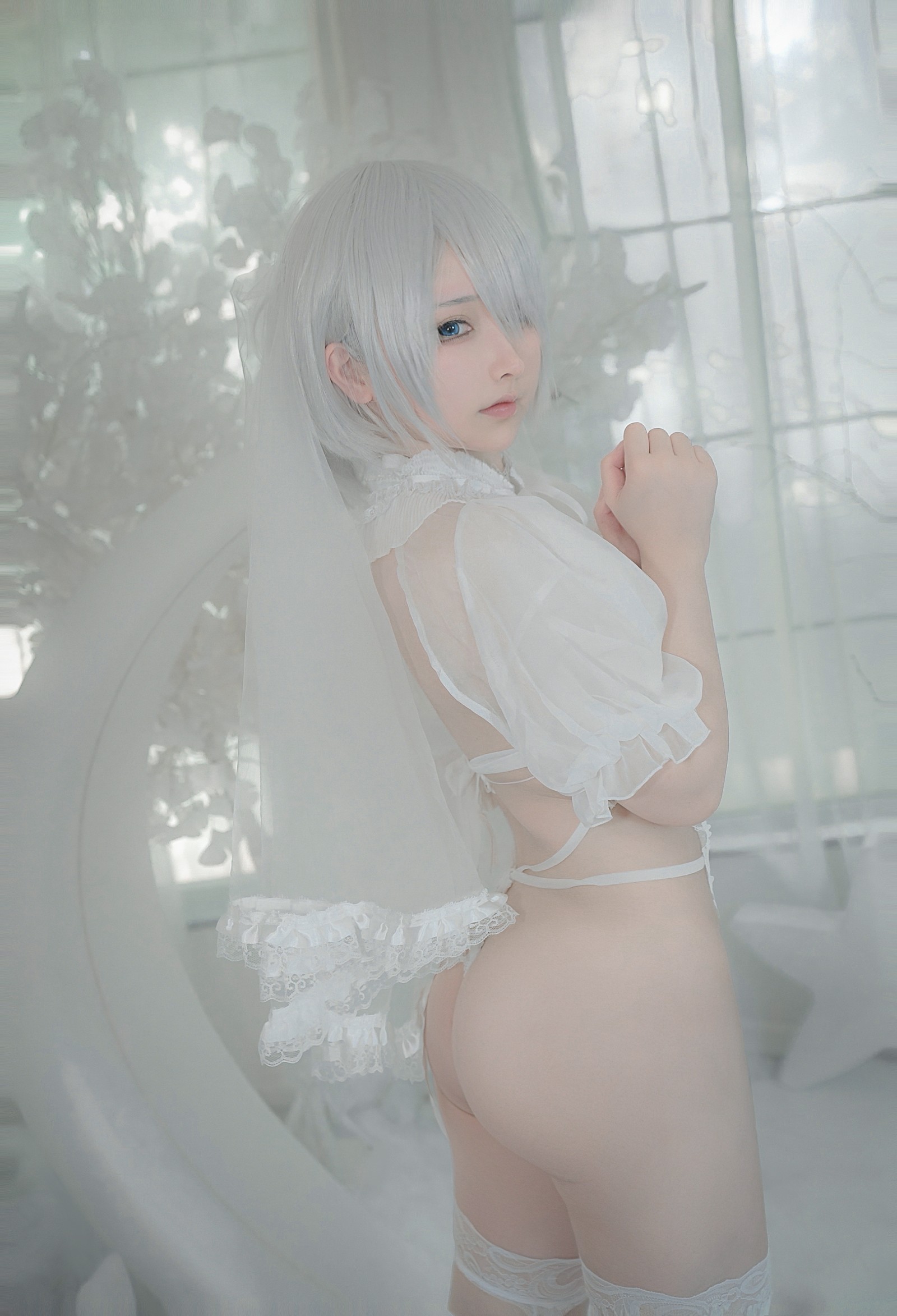 樱梨梨 2B 白花嫁 Cosplay 写真合集｜Nier Automata 高清图集（24P｜194MB）插图7