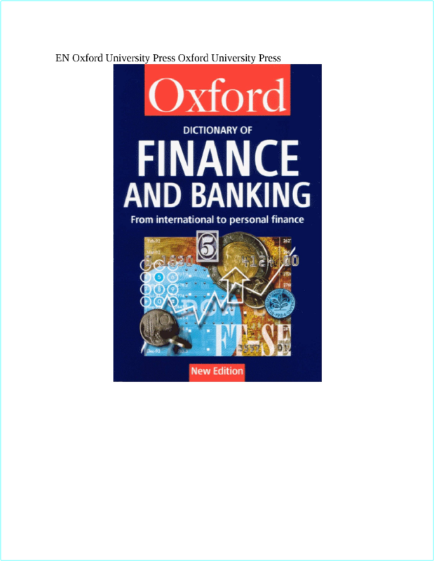 Butler B Oxford Dictionary Of Finance And Banking 2003
