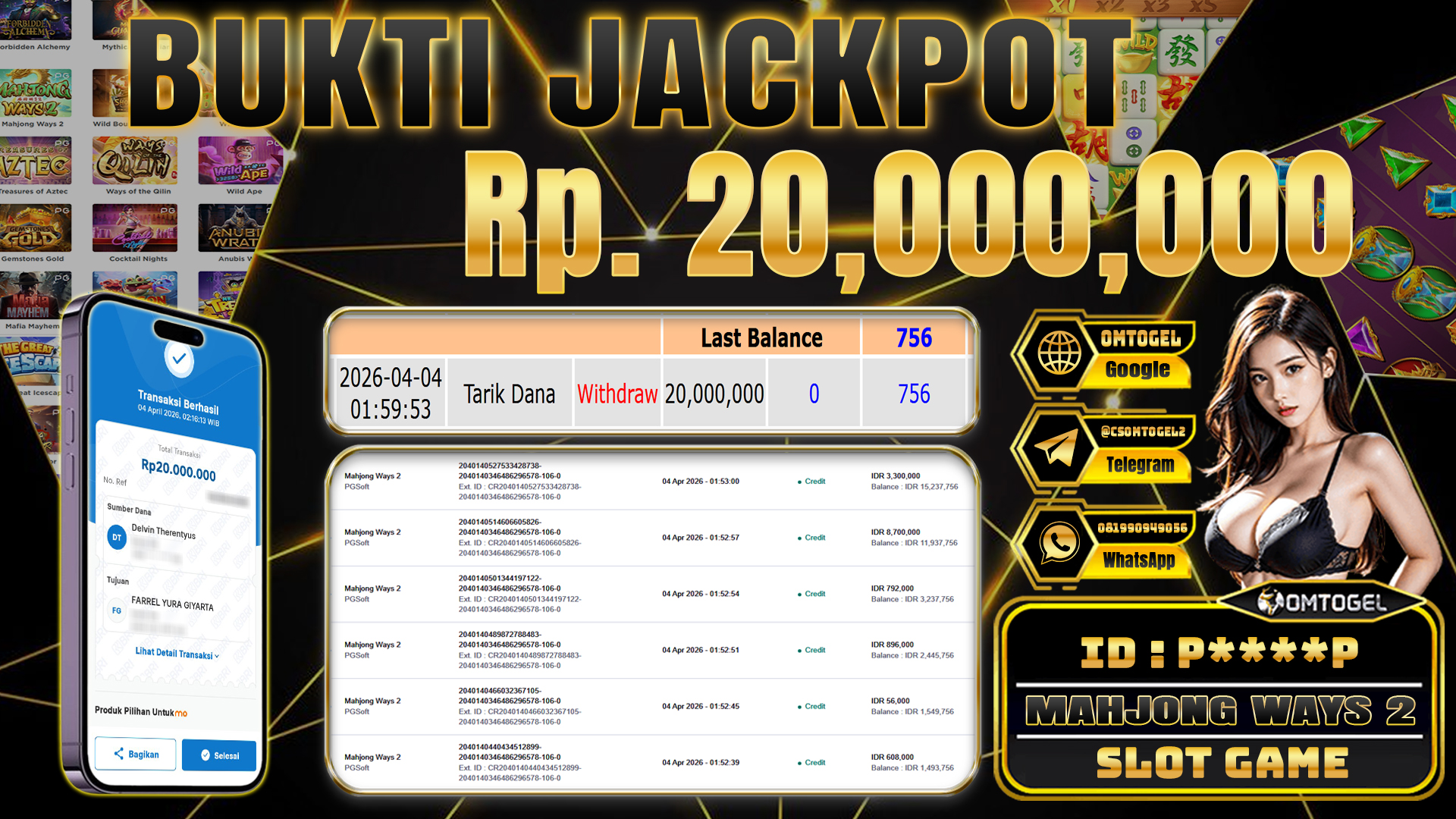 OMTOGEL JACKPOT PG SOFT MAHJONG WAYS 2 ,20 JUTA DI BAYAR LUNAS ,-