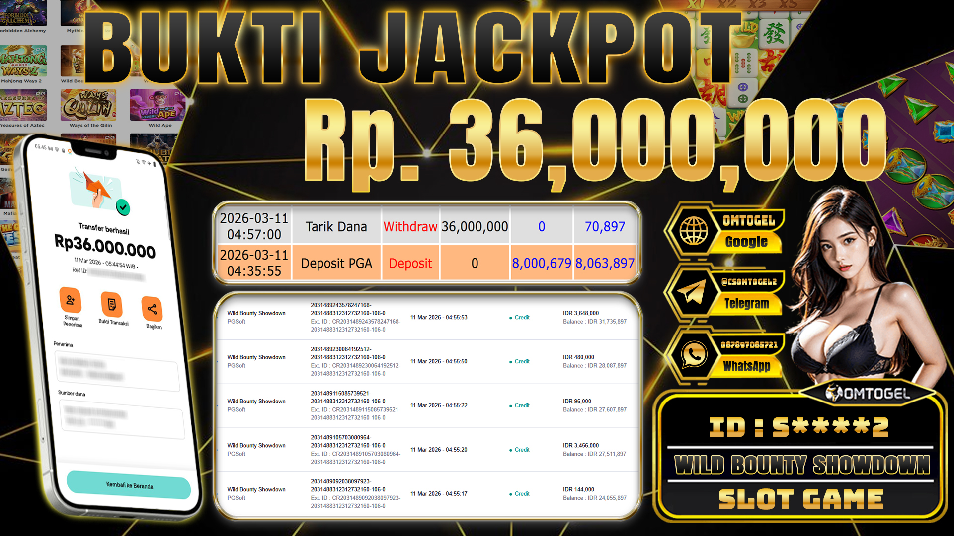 OMTOGEL JACKPOT PGSOFT WILD BOUNTY SHOWDOWN, 36 JUTA DI BAYAR LUNAS ,-