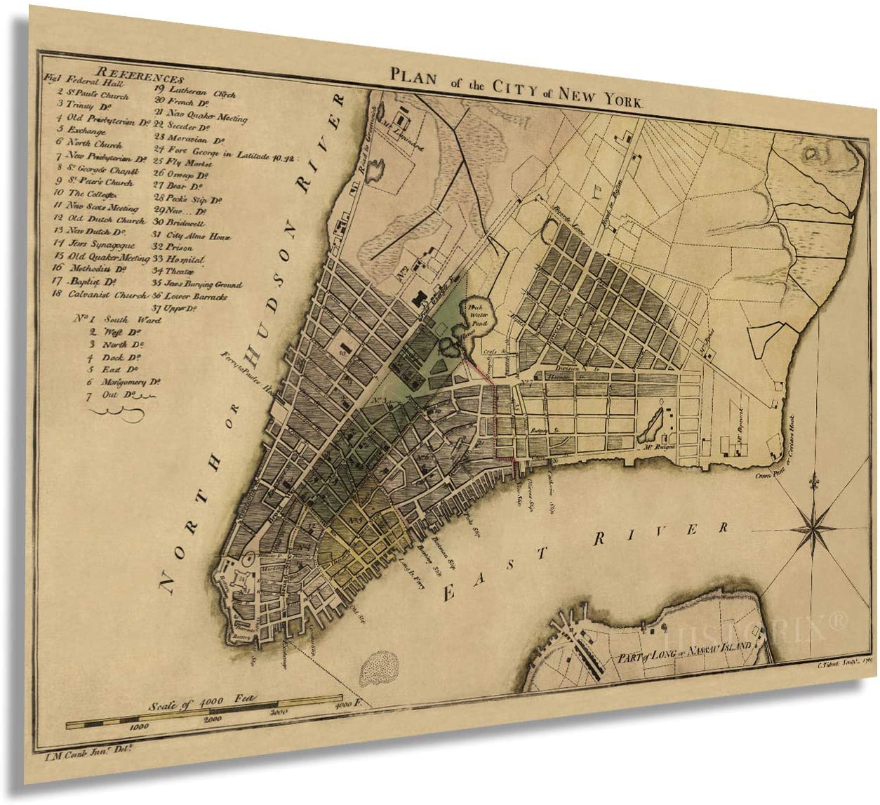 Old New York City Map 1789 Plan Of New York City Map Print - Vintage Plan Of New York Wall Art  Poster | Ebay