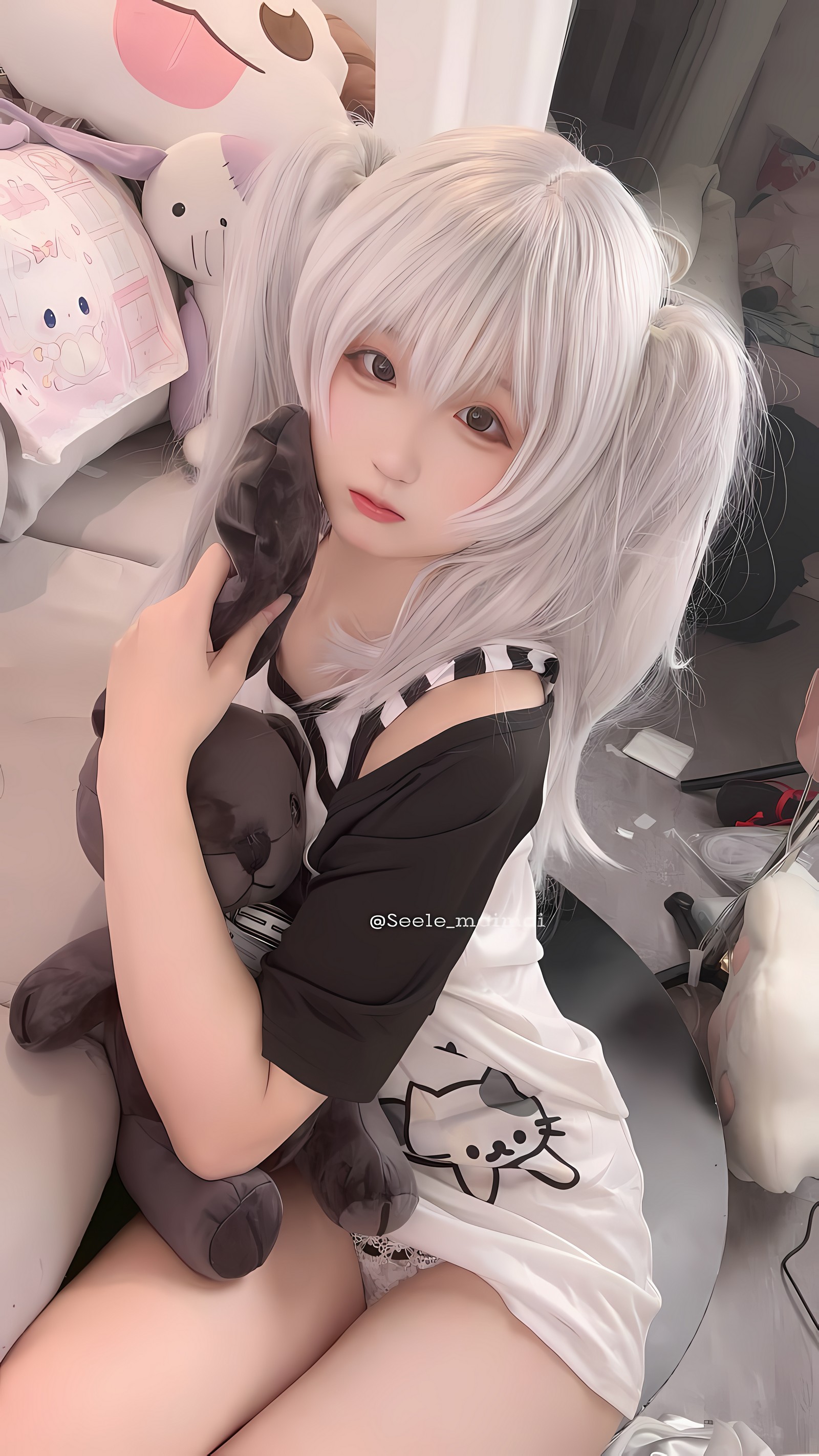 Seele麦麦白色双马尾少女写真｜甜系可爱风高清图集（16P-77M）插图2