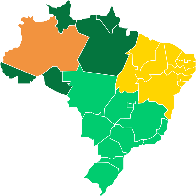 Mapa do Brasil com estados parceiros do Ser Educacional