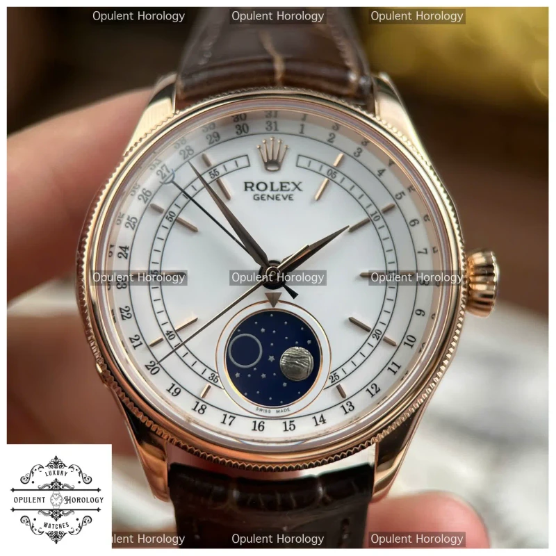 Rolex Cellini Moonphase 50535 - 39 mm Rose-Gold Dress Watch