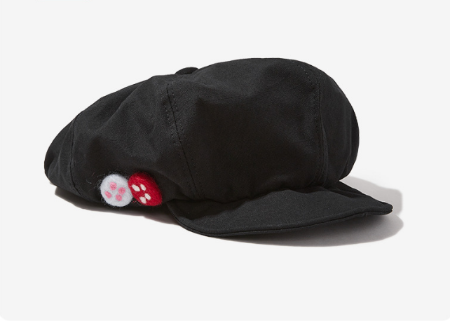 Women's Black Newsboy Cap UPF50+ Sun Protection Cotton Blend Octagonal Beret Hat - Adjustable Breathable Baker Boy Style with Cute Button Detail