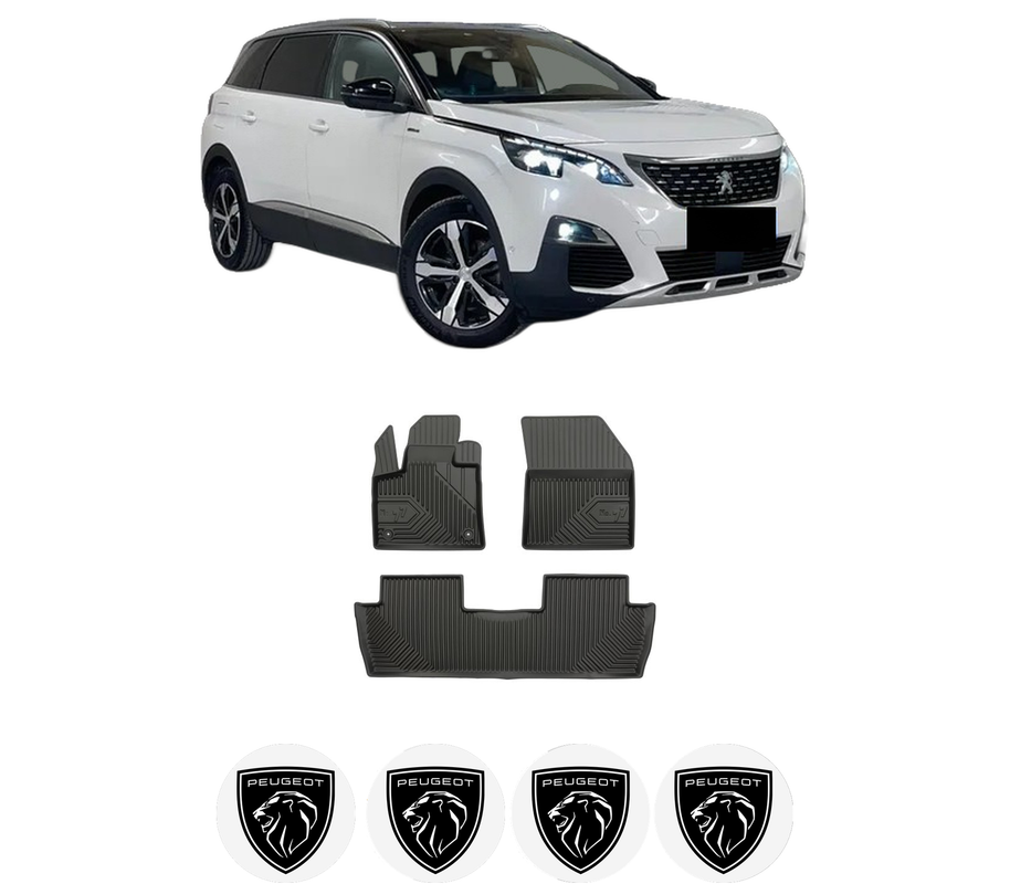 Set covorase presuri PEUGEOT 5008 II Van (MC_, MJ_) din 2018, auto, din cauciuc thermoplastic, 4 Stickere auto cu PEUGEOT