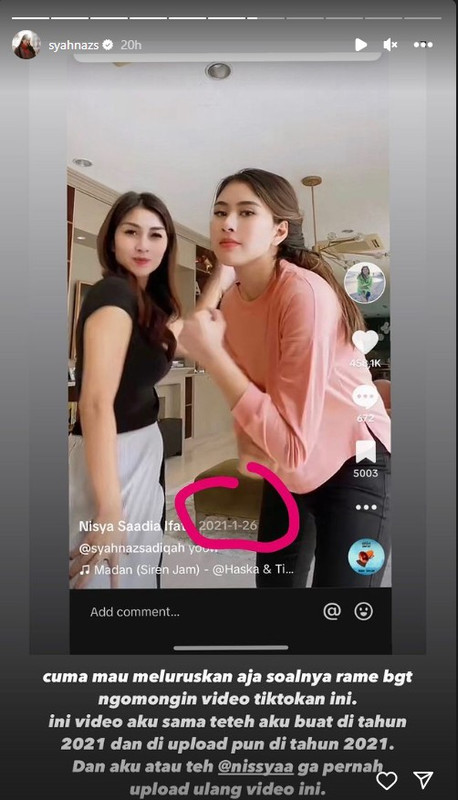 Klarifikasi Syahnaz soal videonya joget bareng Nisya Ahmad di TikTok yang viral hingga tuai hujatan.