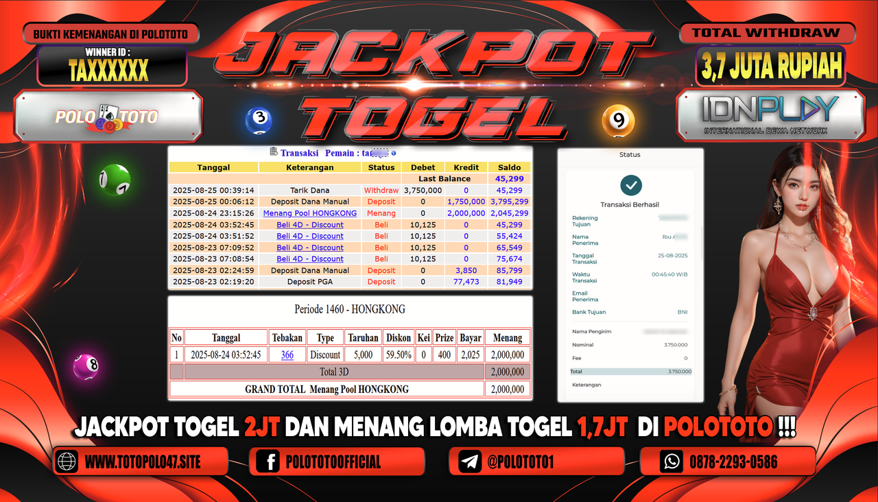 POLOTOTO JACKPOT TOGEL HONGKONG LOTTO Rp.3.750.000,-