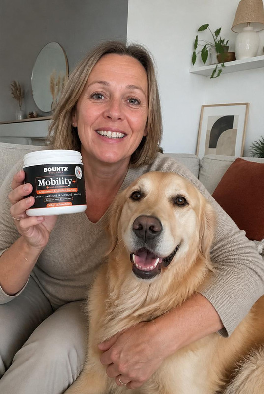 Catherine et son Golden Retriever Max avec Mobility+