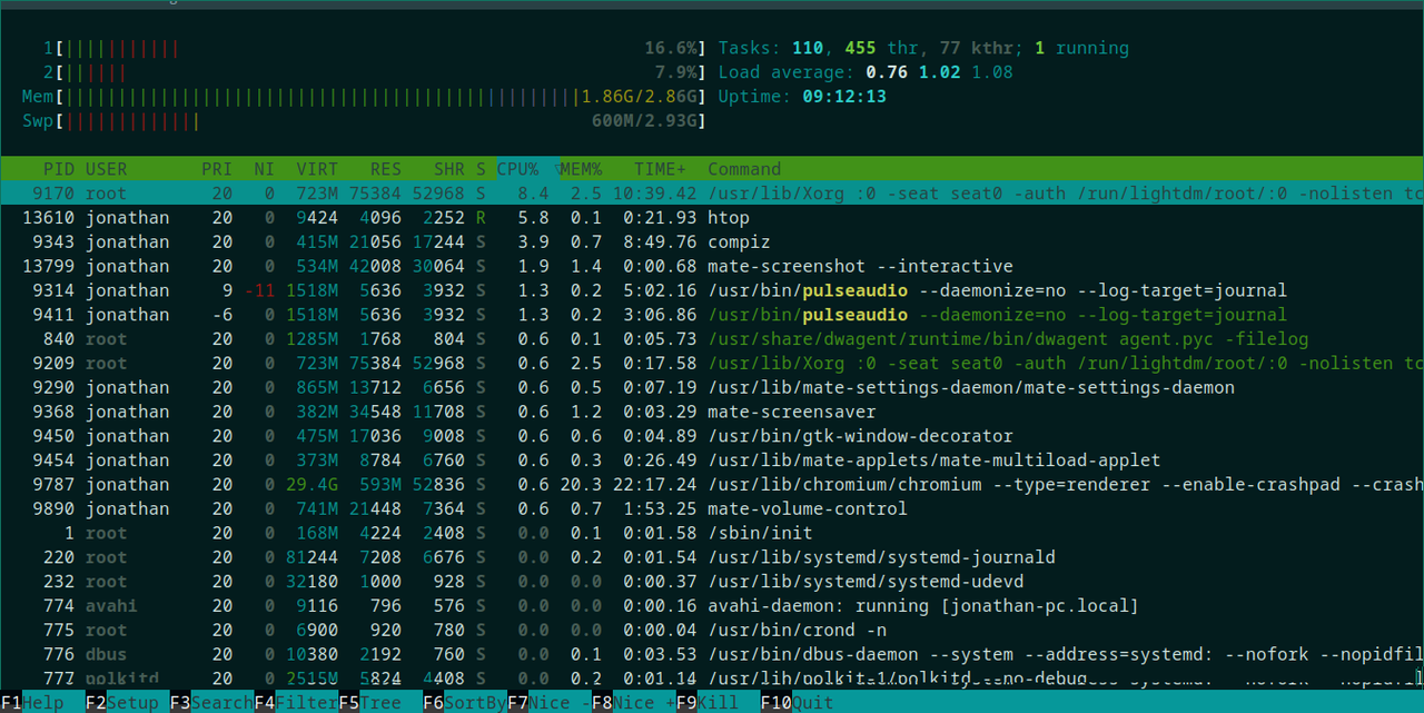 htop cpu