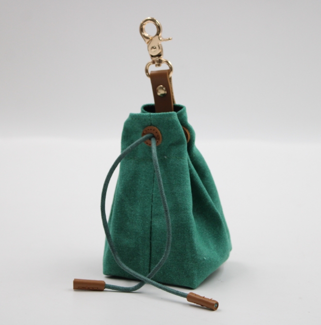 2-PCS Aqua Clip-On Canvas Dog Treat Pouch - Portable Drawstring Bag for Training & Walks