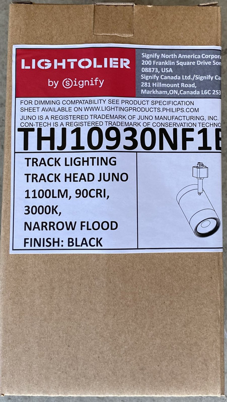 LIGHTOLIER THJ10930NF1B TRACK HEAD LED LIGHTING JUNO 1100L 3000K NARROW FLOOD BL