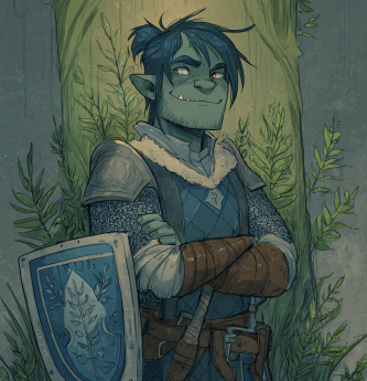 a young orc elf paladin