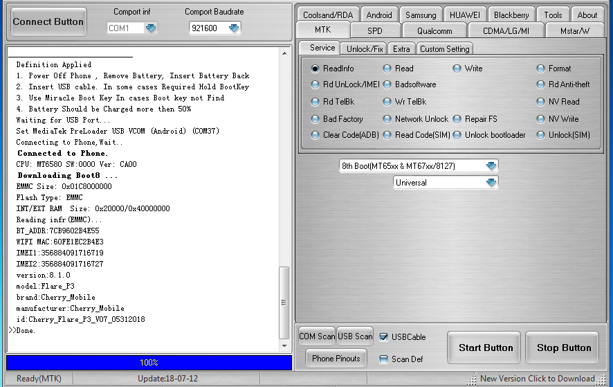 Cherry Mobile Flare P3 Read Info Via Miracle Thunder
