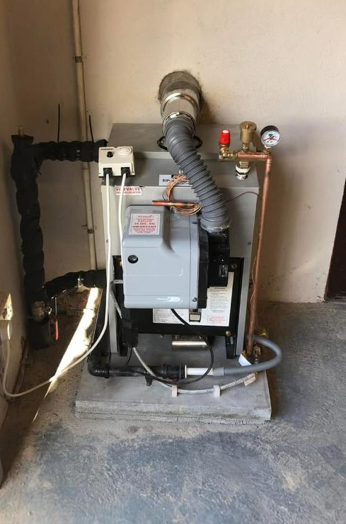 Oil boiler pipework installation