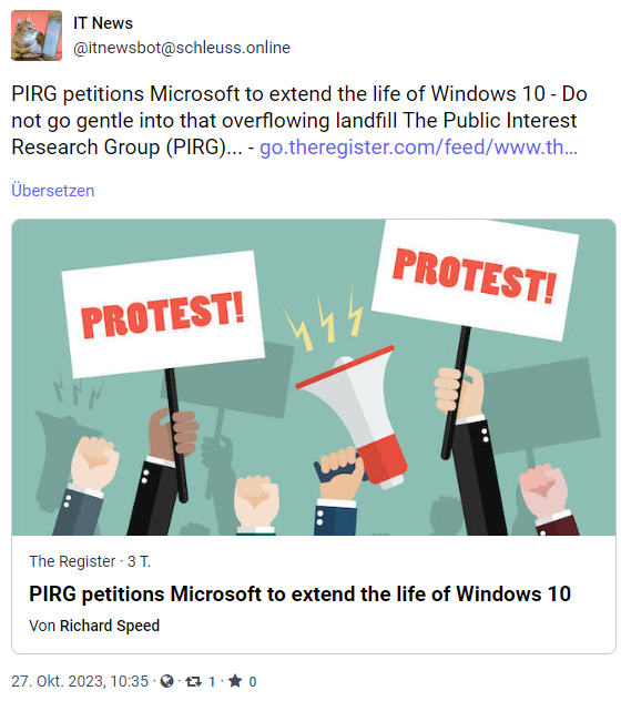 PIRG Petition Windows 10 extended life