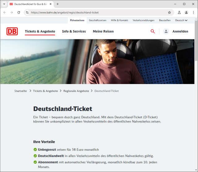 Deutschland-Ticket bei der Bahn buchen