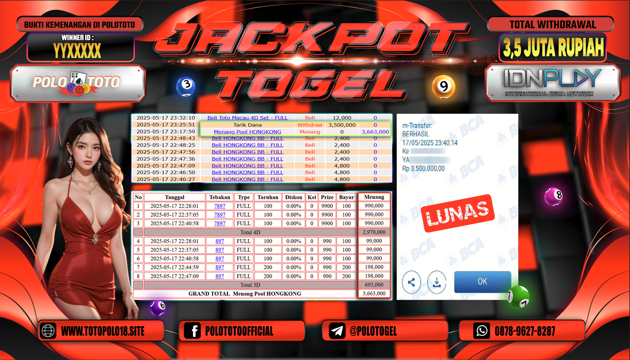 POLOTOTO JACKPOT TOGEL HONGKONG LOTTO Rp.3.500.000,-