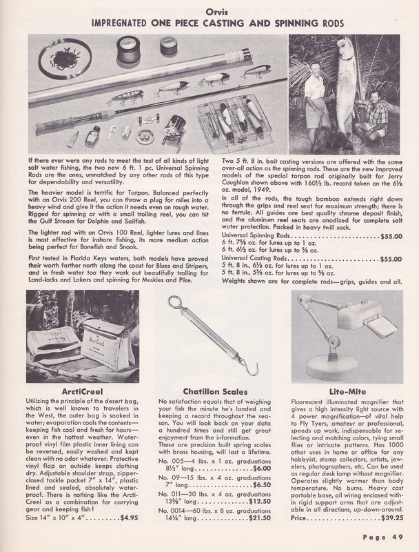 Catalog - 1960 page 49 (One Piece Casting and Spinning Rods)