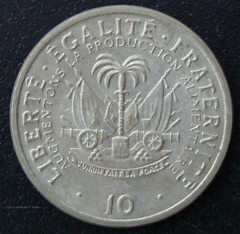 10 Céntimos de Gourde. Haití (1975) HAI-10-C-ntimos-Gourde-1975-rev