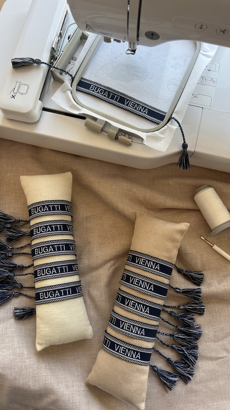 Personalized Embroidered Bracelets in dark blue with white text