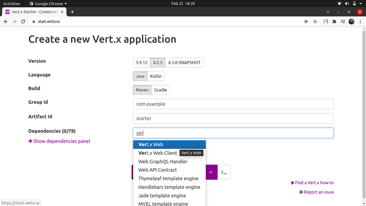 add vertx web as a dependency