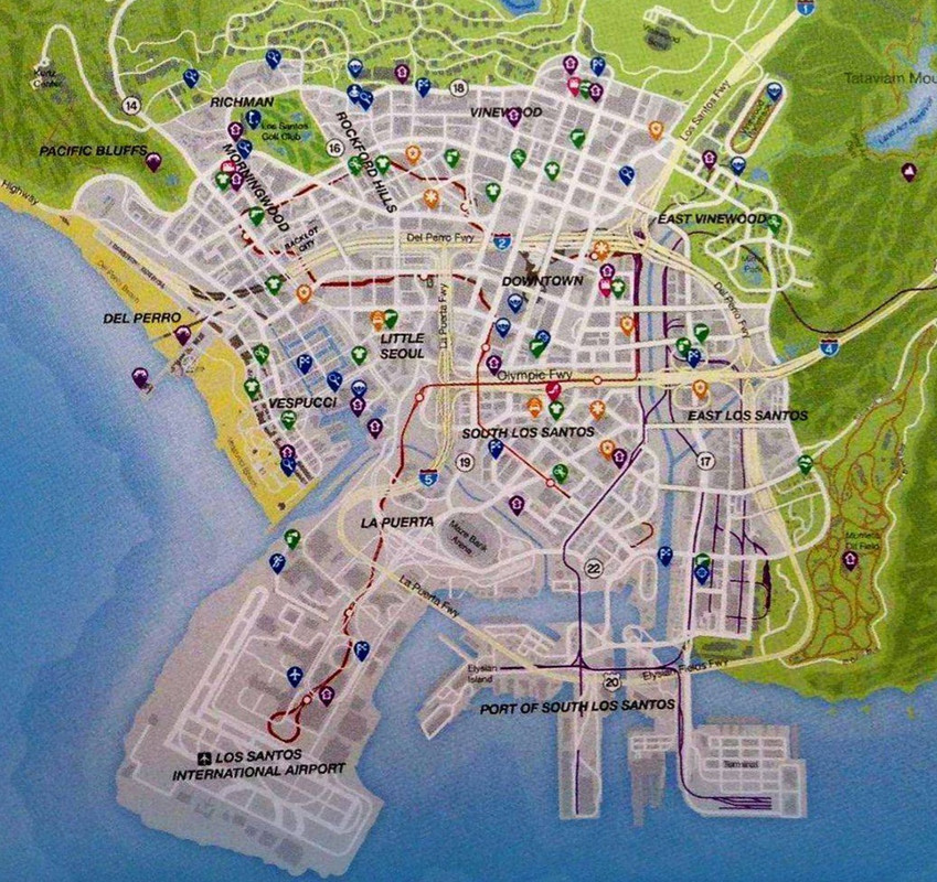 GTA V Map based on GTA 1 Map, Los Angeles, San Francisco. - GTA V
