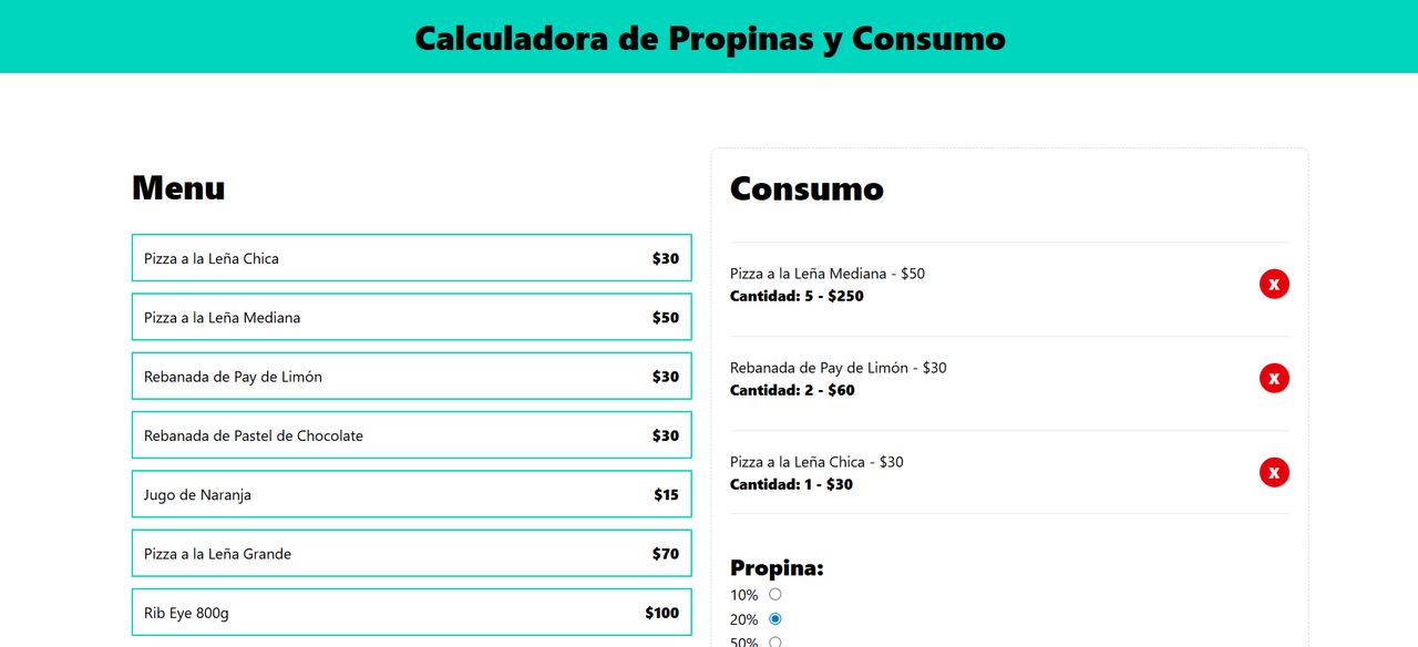 Calculadora de propinas