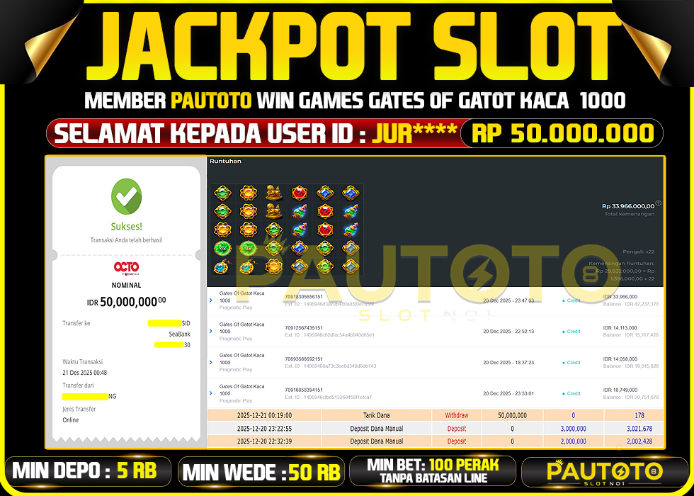 BUKTI JACKPOT LUNAS PAUTOTO