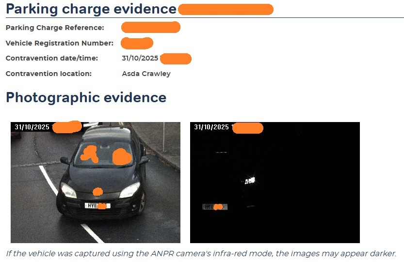 Photographic evidence by Parking EYE edited