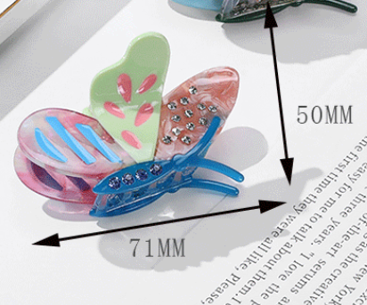 Pink Stylish 3-Piece Butterfly Acetate Hair Clip Set