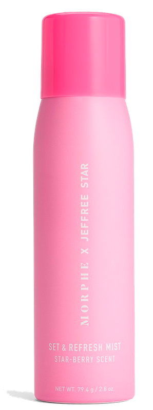 Morphe setting spray made in collaboration with jeffree starr with the unique scent starberry which is just strawberries it has a dewy finish